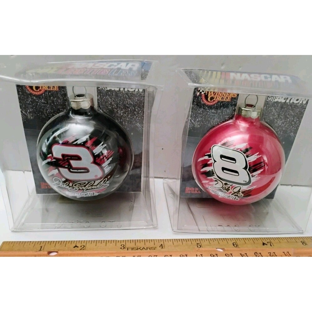 Vtg NASCAR Glass Christmas Ornaments Dale Earnhardt Sr 3 Dale Jr 8 Winners Circl